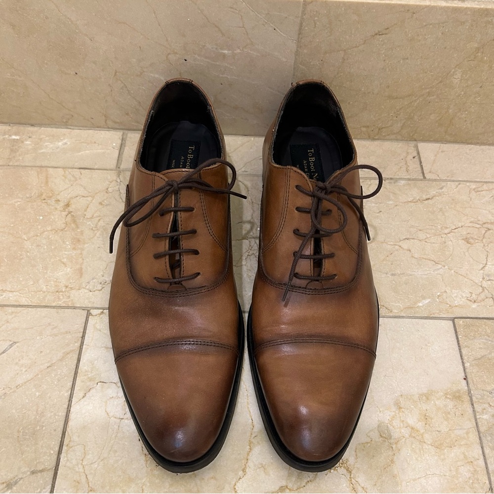 To Boot slightly distressed cognac lace up shoes